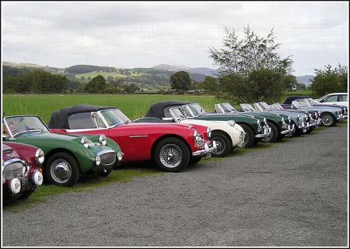 HEALEY LINE UP AT BALA LAKE RAILWAY